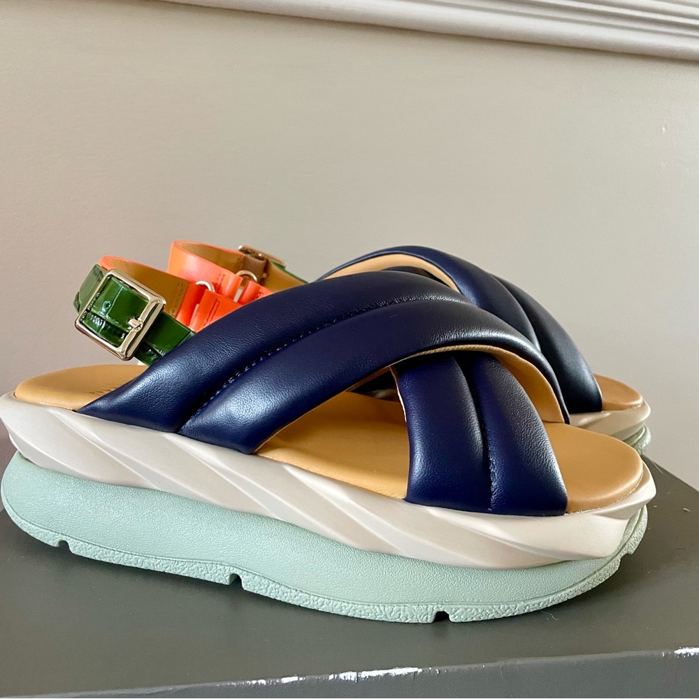 4CCCCEES Mellow Mela Indigo Platform Multicolor Sandals Women’s 38 NEW 4CS300014 - Picture 4 of 15